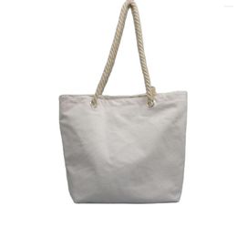 Gift Wrap 1piece Blank Natural Cotton Canvas Tote Bags With Zipper Rope Handle For Grocery Shopping Beach Bag