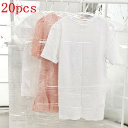 Clothing Storage 20pcs Clothes Suit Garment Dustproof Cover Transparent Plastic Hanging Pocket Bag