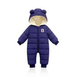 Rompers overalls baby clothes Winter Plus velvet New born Infant Boys Girls Warm Thick Jumpsuit Hooded Outfits Snowsuit coat kids Romper GC1757