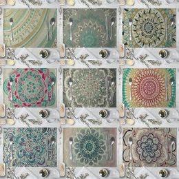 Curtain Mandala Boho Imitation Linen Placemat For Dinner Table Mat Coffee Tables Tableware Plates Cup Pads Kitchen Accessories