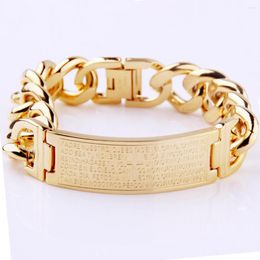 Link Bracelets Cross Bible Bracelet Hip Hop Jewellery Large Wide Stainless Steel Gold Colour Multilayer Cuban Men Gift For Him