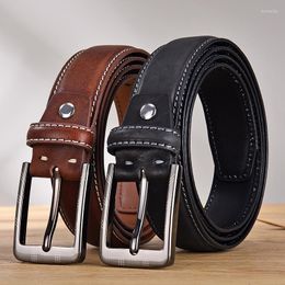 Belts High Quality Men's Cowhide Belt Top Layer Zinc Alloy Pin Buckle Business Casual All-match Retro Leather Product