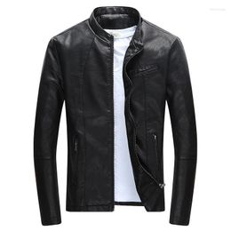 Men's Jackets Men's Autumn Winter Men Motorcycle Leather Jacket Youth Stand Collar Fur PU Velvet Slim Outerwear Streetwear Windproof