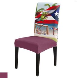 Chair Covers Palm Tree Puerto Rico Flag Frog Beach Cover Dining Spandex Stretch Seat Home Office Decoration Desk Case Set