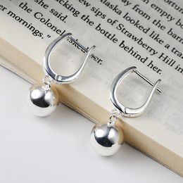 Dangle Earrings Silvology Genuine 925 Sterling Silver Round Bead Drop For Women Anti-allergy Glossy Ball Fine Jewelry
