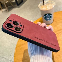 Luxury cases Ultra Thin Leather Texture Matte Case For iPhone 14 11 12 13 Pro Max Mini XS XR X 7 8 Plus SE Shockproof Bumper Silicone Cover