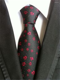 Bow Ties SCST Brand Gravata Classic Red Floral Print Mens Slim Neckties 8cm Silk For Men Tie Boys Necktie Corvatas Black A020