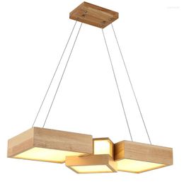 Pendant Lamps Solid Wooden Restaurant Japanese Office Wood Dining Light Nordic A1 Rectangular Log ZH MZ51
