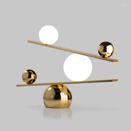 Table Lamps Marble LED Lights G9 Glass Ball Modern Black Or Gold Simple Lamp For Bedroom Bedside Living Room Balance Desk