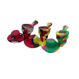 Colourful Silicone Skull Style Pipes Dry Herb Tobacco Philtre Metal Bowl With Cover Handpipes Portable Handpipes Smoking Innovative Design Cigarette Holder DHL