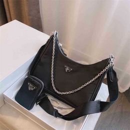 Clearance Summer inner patch bag horizontal style square chain solid soft handle Black Zip Bag