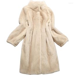 Women's Fur Turtleneck Women's Coats 2022 Winter Lady Trendy Furry Overcoats Imitation Mink Outerwear Large Size Female Clothes N898