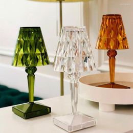 Table Lamps Crystal Lamp Atmosphere Light Diamond Three-tone USB Rechargeable Romantic LED Night Acrylic Decoration