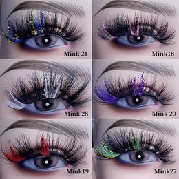 Multilayer Thick Glitter Mink False Eyelashes Messy Crisscross Reusable Hand Made Curly Colourful Fake Lashes Natural Long Eyelash Extensions Makeup