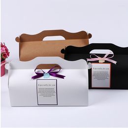 Gift Wrap 27.5 10.5 7.5cm Kraft Card Paper DIY Party Muffin Cake Box With Handle Cupcakes Holder Packing