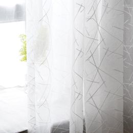 Curtain LISM White Striped Tulle For Living Room Bedroom Modern Linen Voile Sheer Window Drapes Curtains Kitchen Blinds