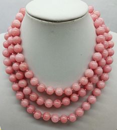 Chains Charming 10mm Pink Rhodochrosite Round Gem Beads Fashion Necklace 48" Jewellery Necklaces
