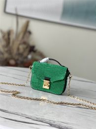 Designer Luxury MICRO METIS in GREEN JACQUARD VELVET Crossbody Shoulder bag 7A Best Quality