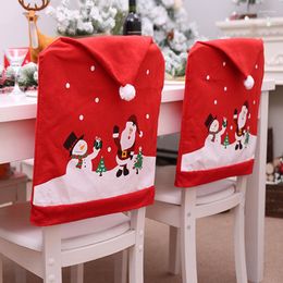 Chair Covers Year 2022 Christmas Gifts Decorations For Home Non-woven Dining Cover Santa Claus 2023 Xmas Seat Decor