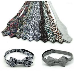 Bow Ties Mens Flower Bowtie Hand Pointed Butterfly Floral Jacquard Woven Silk Self Tie Paisley Printed Bowties
