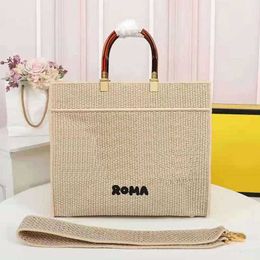 Evening Sunshine Tote Bag Straw Handbag Women Crossbody s Large Totes Open Amber Hard Handle Shop Purse Classic Letter Wallets Removable