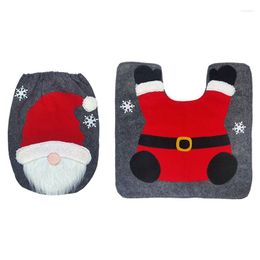 Toilet Seat Covers Christmas Cartoon Gnome Cover Set Front Door Mat Decor Kit 667A