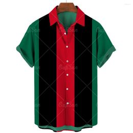 Men's Casual Shirts 2022 Men's Shirt National Ball Pattern Hawaii Camicias One Button Versatile Printed Short Sleeve Top