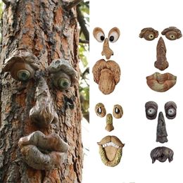Garden Decorations Funny Old Man Tree Face Hugger Art Outdoor Amusing Sculpture Whimsical Decoration 221028