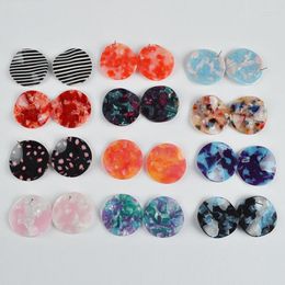 Stud Earrings UJBOX 12 Colours Japanese Korean Multicolor Wavy Acetate Women Polka Dot Striped Coloured Acetic Acid