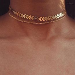 Choker European And American Cross-border Women's Jewellery Fashion Simple Fishbone Clavicle Chain Wild Sequin Short Necklace