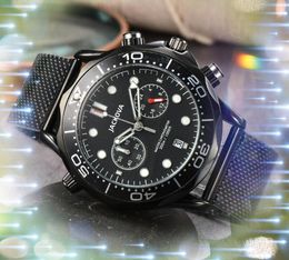 All sub dials working quartz time clock watches stopwatch auto date men arrow pins lumious male gifts table feature good looking Business wristwatch reloj