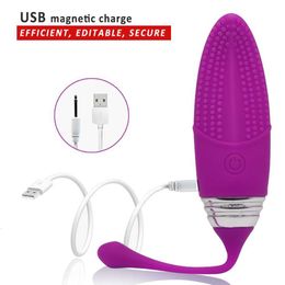 Sex toys masager toy Electric massagers Vibrating spear G Spot Shocker Vagina Vibrator Dildo AV Rod Tongue Magic Wand USB Rechargeable 63TM