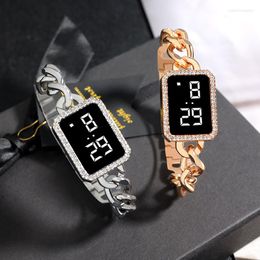 Wristwatches Luxury Digital Watches Women Alloy Chain Strap 2022 Fashion Ladies LED Electronic Wristwatch Sports Girls Bracelet Montre Femme