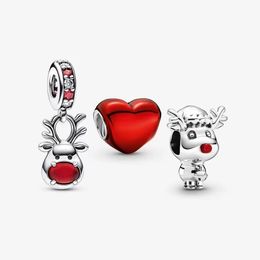 925 Sterling Silver Christmas Reindeer Charm Set Fit Original European Charm Bracelet Fashion Women Halloween Jewellery Accessories