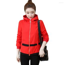 Women's Trench Coats Spring Autumn Women Windbreaker Coat Hooded Short Jacket Loose Large Size Outerwear Student Baseball Uniform Female