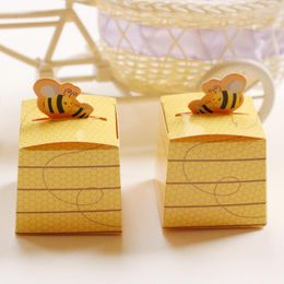 Gift Wrap 50pcs/lot Yellow Bee Honey Baby Shower Favours Candy Boxes Baptism Christening Birthday Party Favour Supplies