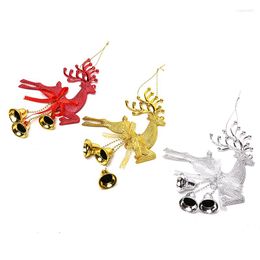 Christmas Decorations 1Pcs Gold Silver Reindeer Elk Tree Pendant Ornament Cute Deer With Bell DIY Decor Kids Gift