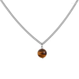 Pendant Necklaces 2022 Fashion Tiger Eye Stone Necklace Men Handmade Stainless Steel Link Chain For Jewelry Gift