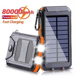 Solar 20000mAh Power Bank powerbank Waterproof Battery External Portable Charging with LED Lightfor for Xiaomi iPhone 12 13 mini