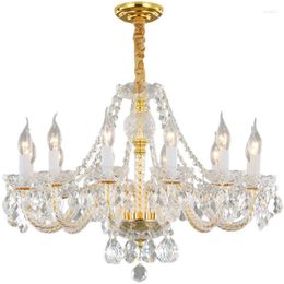 Chandeliers European Living Room Crystal Chandelier Light Luxury Simple Bedroom Study Led Lights Clothing Store Restaurant Decorative Lamps