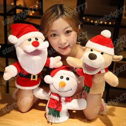 Santa Claus Elk Hand Puppet Animal Head Gloves Kids Toys Gift Hand Puppet For Christmas Present Figure Toy Kid Gifts