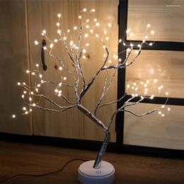 Table Lamps Romantic 108 LED Touch Night Light USB/Battery Powered Mini Christmas Tree Copper Wire Garland Fairy Lamp For Home Kids