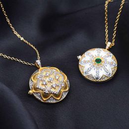 Pendant Necklaces Foydjew Mediaeval Vintage Inlaid Zircon Gold-plated Rose Flowers Necklace Jewellery And Accessories For Women