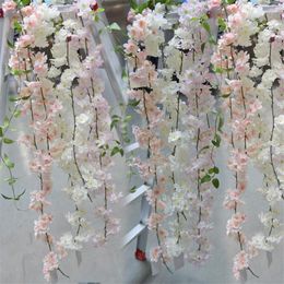 Decorative Flowers 180cm Sakura Cherry Rattan Wedding Arch Decoration Vine Artificial Home Party Decor Silk Ivy Wall Hanging Garland Wreath