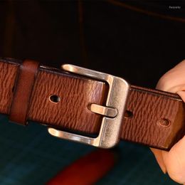 Belts Handmade Retro Style Pin Buckle Designer Thicken Cowhide Men's Belt Genuine Leather Jeans Soft