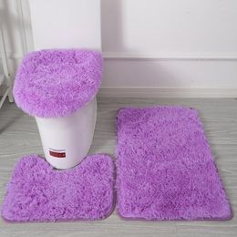 Toilet Seat Covers 3Ps/ Set Soft Plush Cover Washable Non-Slip Rug For Home Bathroom Shower Floor Mats Pure Color Decoration