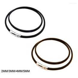 Choker Brown Black Leather Chokers Men's Necklaces Rope Chain Stainless Steel Magnetic Necklace For Men Him 2MM/3MM/4MM/5MM