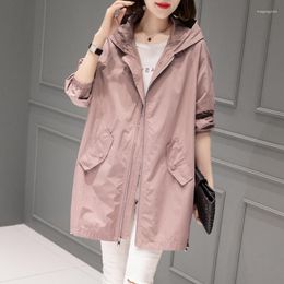 Women's Trench Coats Pink Green Black Beige Khaki Coat Women's Mid-Length Spring Thin Casual Windbreaker