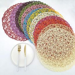 Table Mats 15 Inch Crochet Knitting Round Woven Place Paper Fibre Placemats Hollow Decorative Placemat Dinning Decor