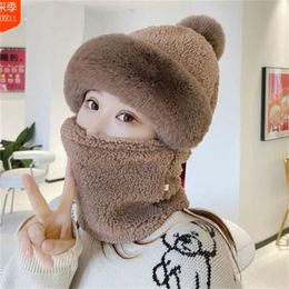 New Scarf Beanie Set Fashion Mens Ladies Plush Thicken Caps Windproof Bib Mask Ear Protection Cold Insulation Hats